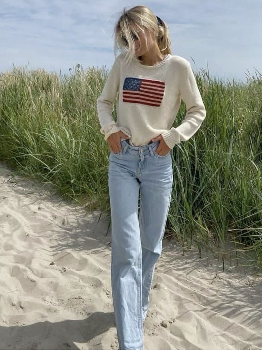 Ralph Lauren iconic American flag sweater vintage 1990s